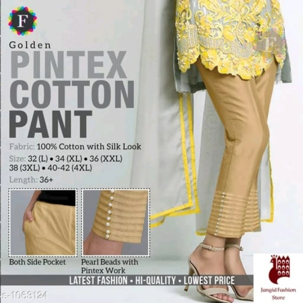 Cotton Pintex Pant - 1, XXL, Stitched, Beads Work, INDIA